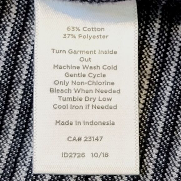 Talbots Navy Blue & White Gingham Tie Elbow Sleeve Blouse Size L - Picture 7 of 7